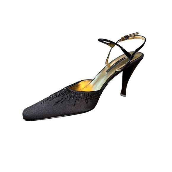 Nine West "Cordial" 10 M Black/beads Strappy Heels. 3 1/2" Heel NWB - Picture 1 of 8